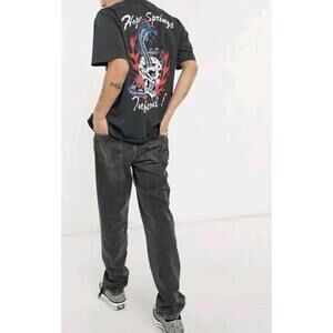 Allsaints Viper & Skull GOTHIC Graphic T-Shirt Washed Black  Sz M Relaxed fit #C